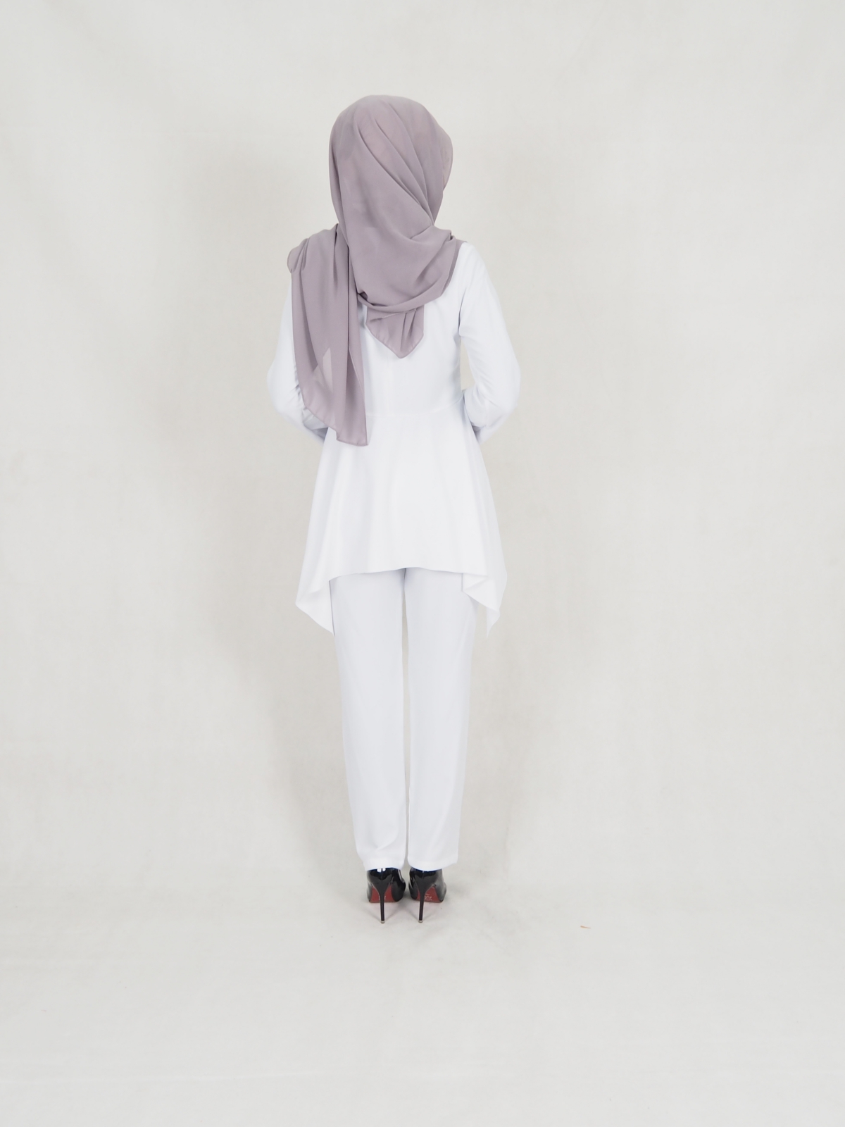 SW5351 PLUS SIZE BLOUSE & PANTS SET WHITE