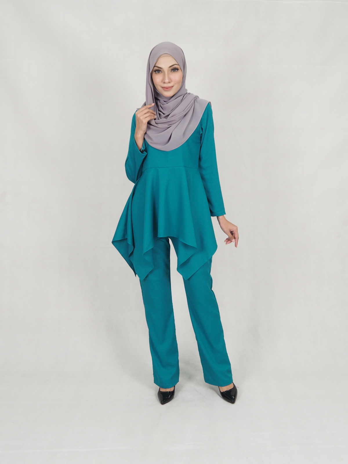 SW5351 PLUS SIZE BLOUSE & PANTS SET GREEN