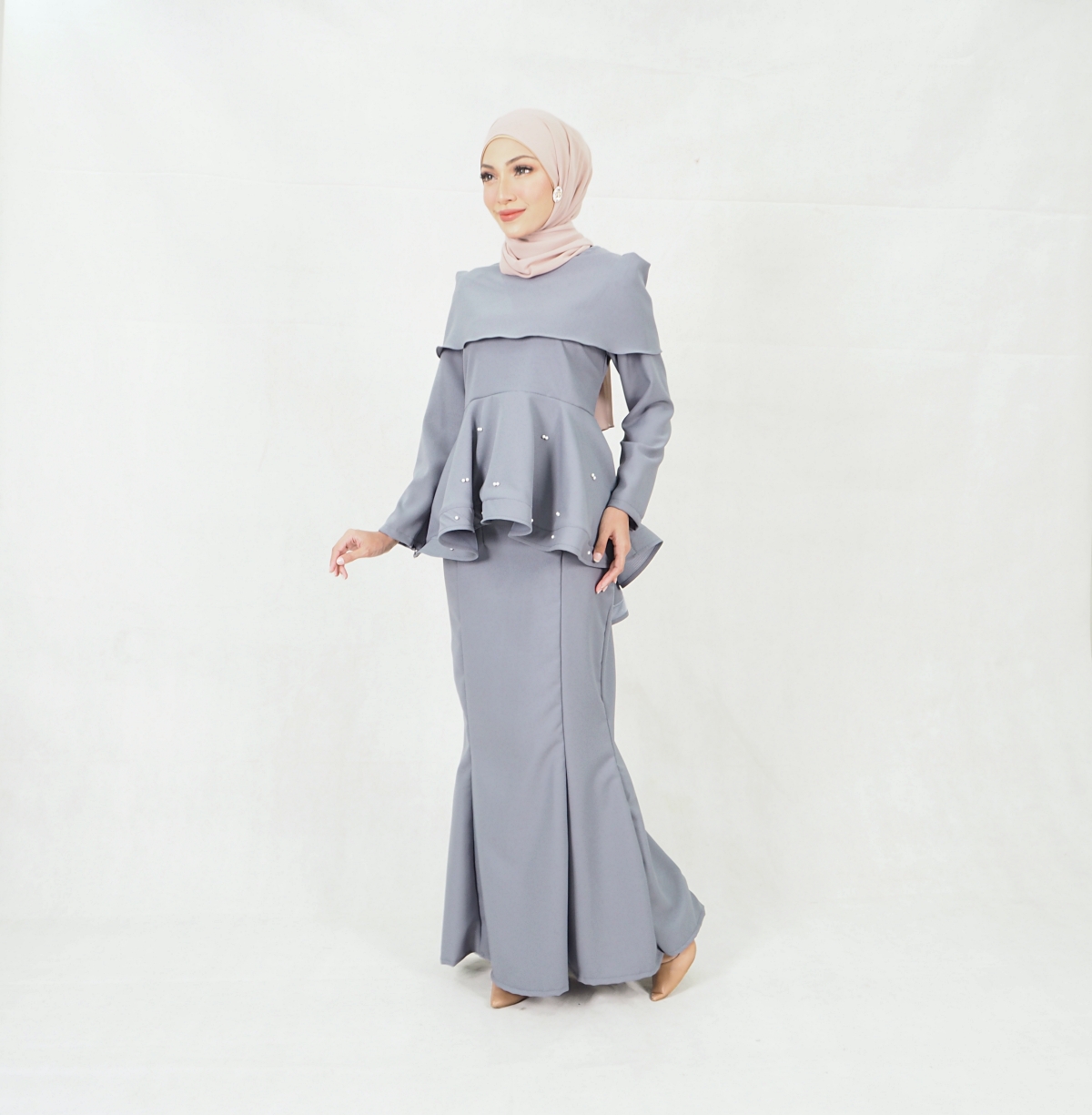 SW5352 MODERN PEPLUM BAJU KURUNG GREY