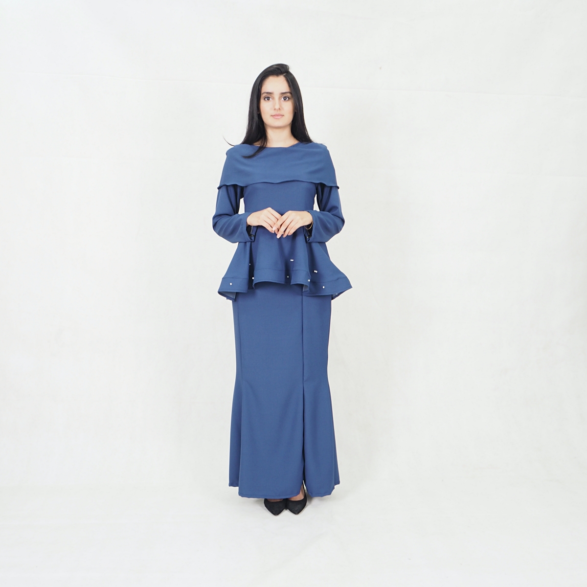 SW5352 MODERN PEPLUM BAJU KURUNG NAVY BLUE