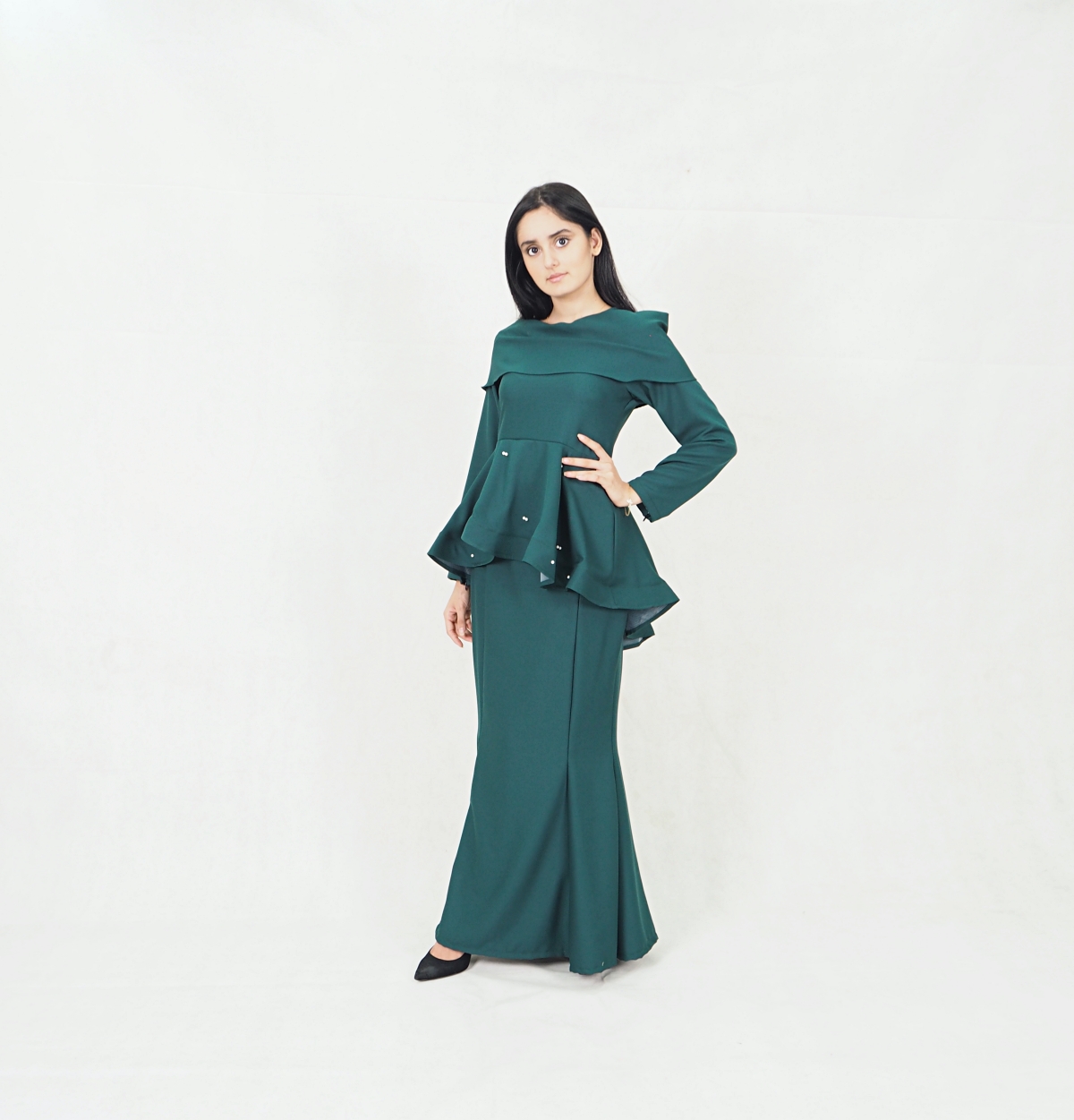 SW5352 MODERN PEPLUM BAJU KURUNG EMERALD GREEN