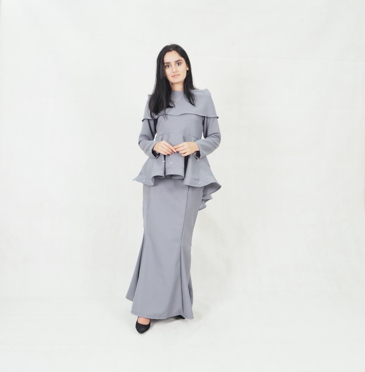 SW5352 MODERN PEPLUM BAJU KURUNG GREY