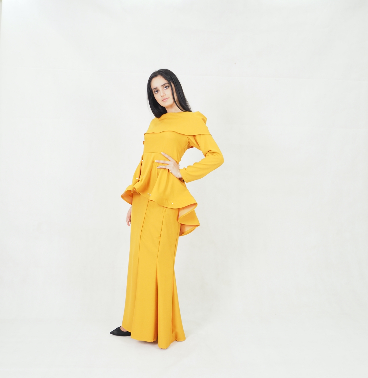 SW5352 MODERN PEPLUM BAJU KURUNG MUSTARD