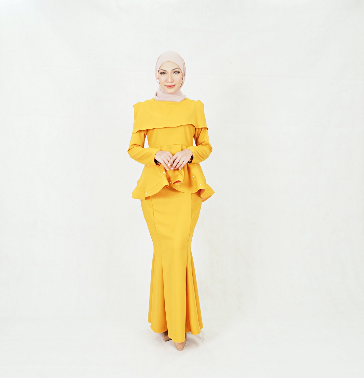 SW5352 MODERN PEPLUM BAJU KURUNG MUSTARD