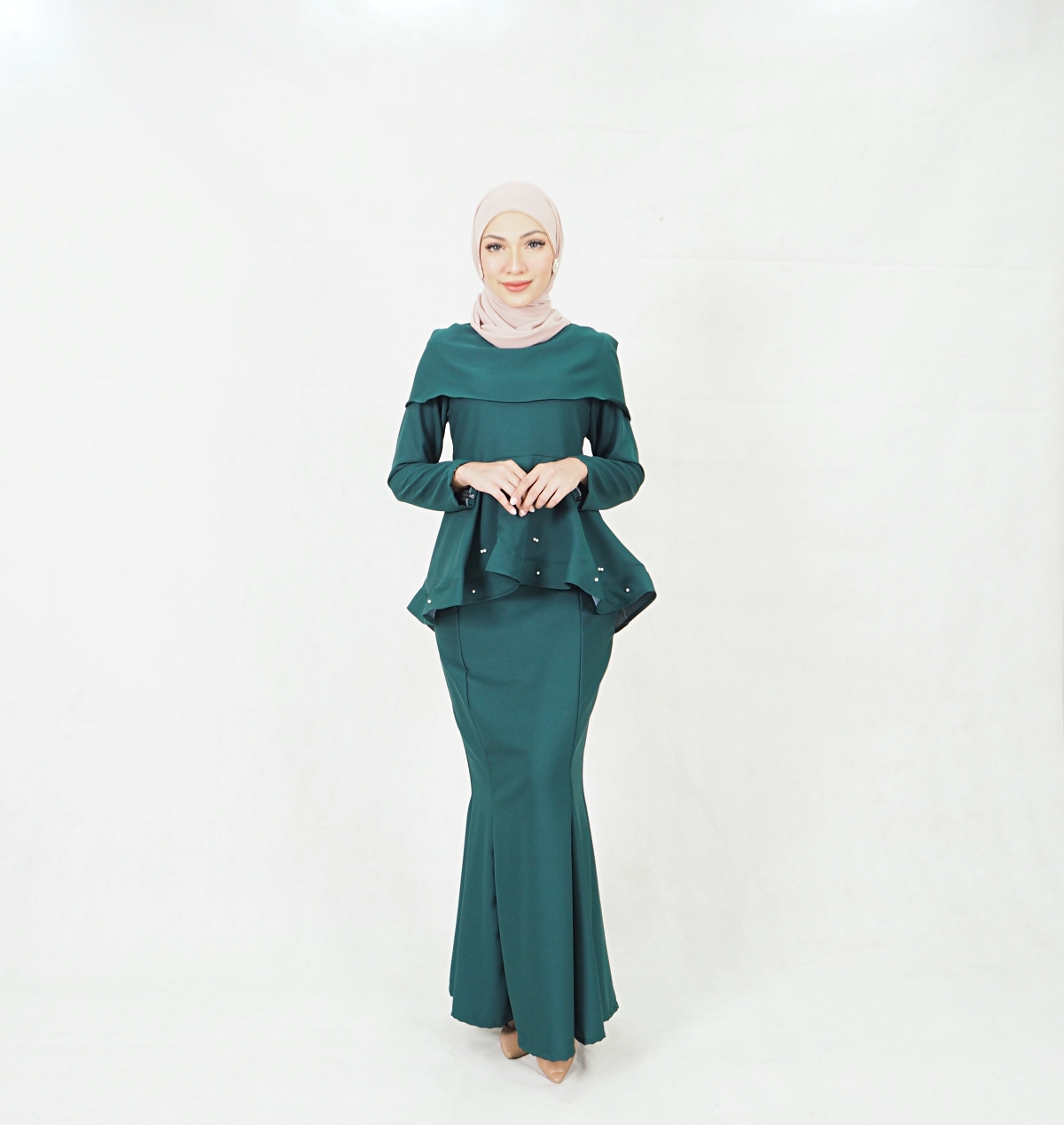 SW5352 MODERN PEPLUM BAJU KURUNG EMERALD GREEN