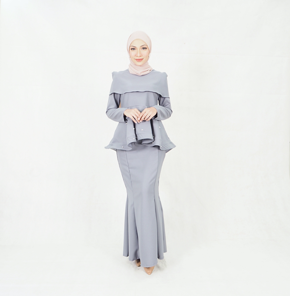 SW5352 MODERN PEPLUM BAJU KURUNG GREY