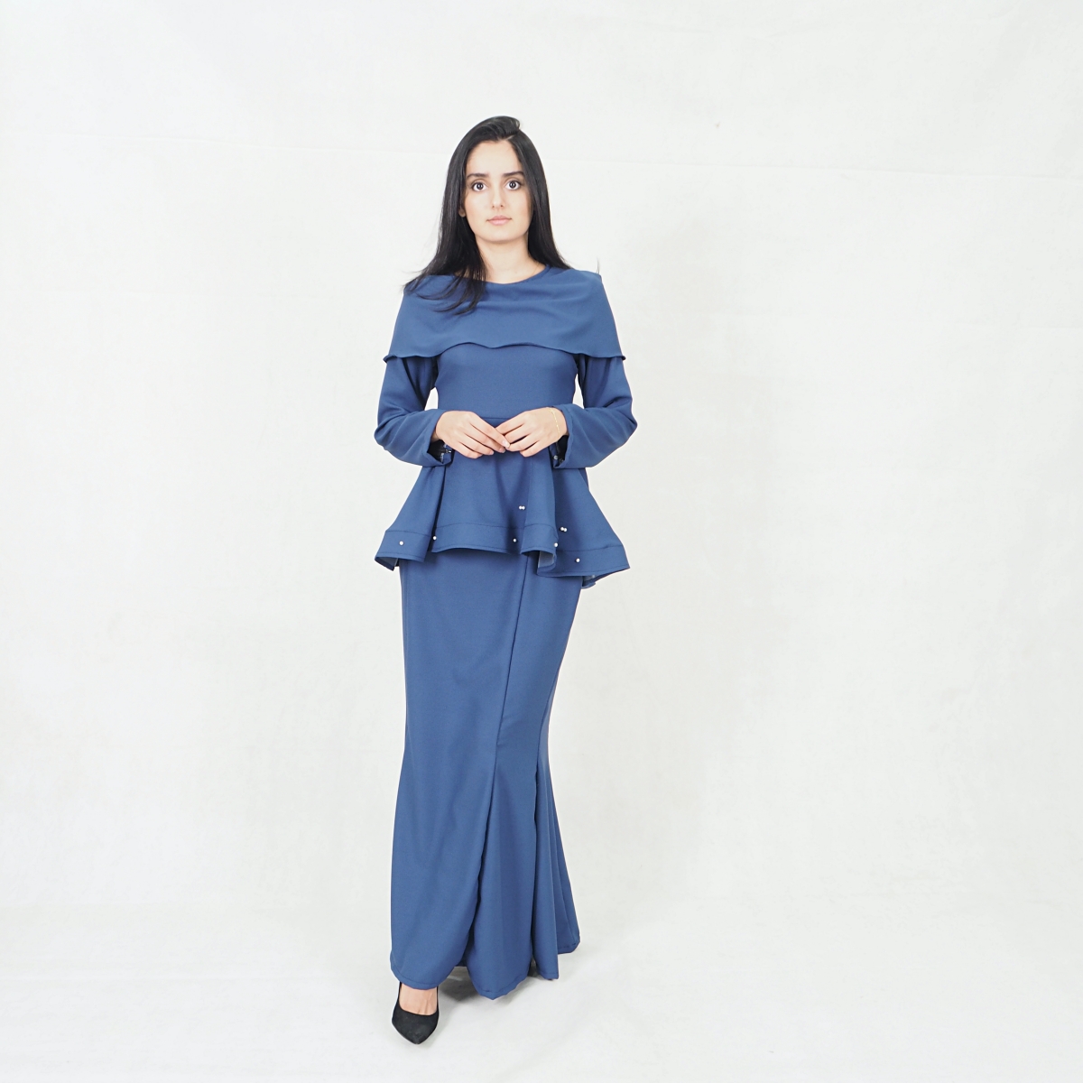 SW5352 MODERN PEPLUM BAJU KURUNG NAVY BLUE
