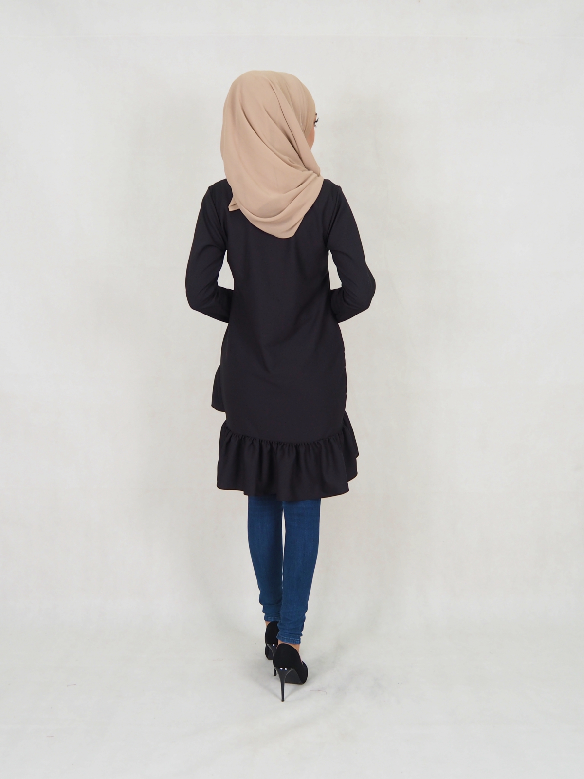 SW5354 PLUS SIZE PEPLUM BLOUSE BLACK