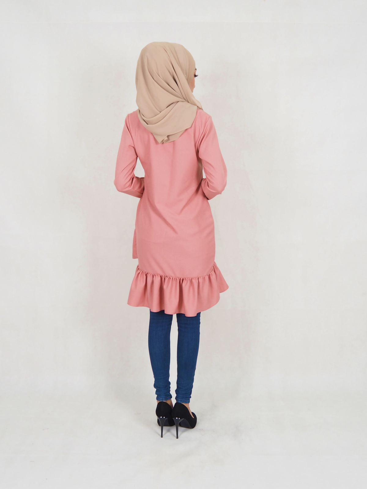 SW5354 PLUS SIZE PEPLUM BLOUSE DUSTY PINK