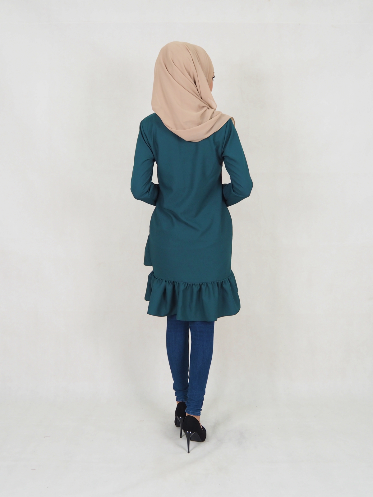 SW5354 PLUS SIZE PEPLUM BLOUSE EMERALD GREEN