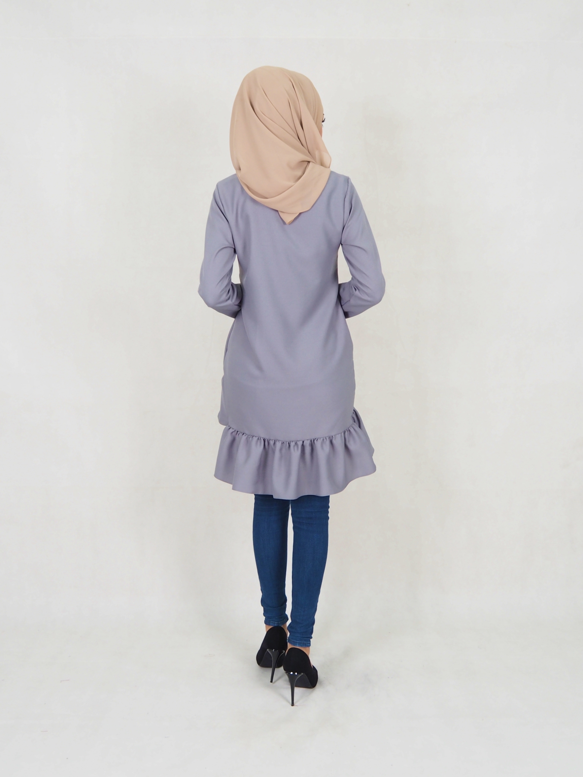 SW5354 PLUS SIZE PEPLUM BLOUSE GREY