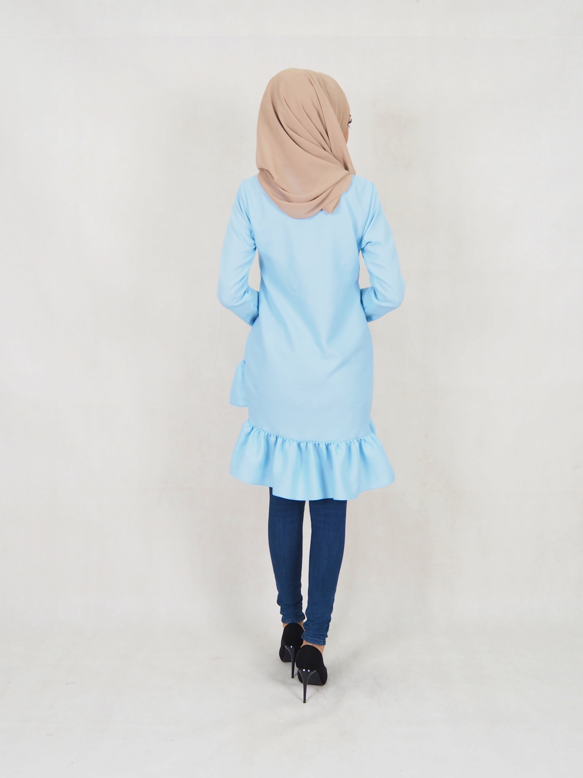 SW5354 PLUS SIZE PEPLUM BLOUSE LIGHT BLUE