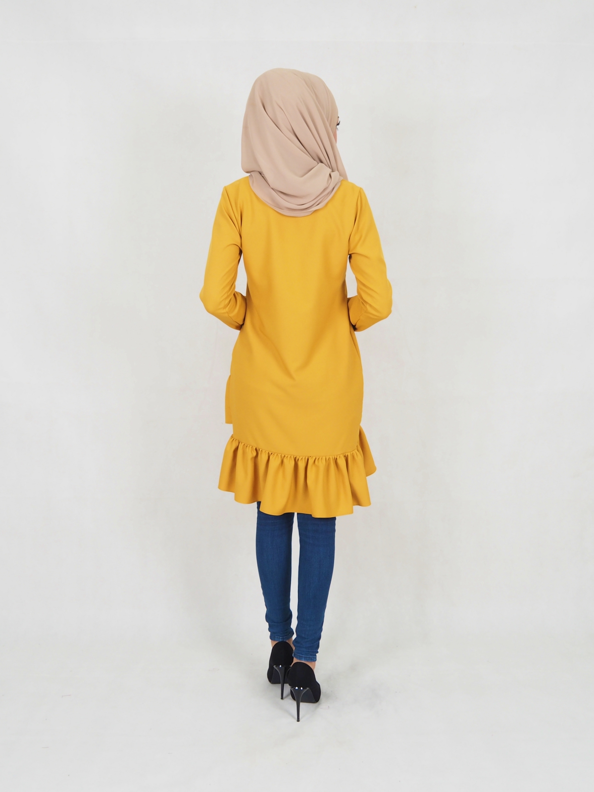 SW5354 PLUS SIZE PEPLUM BLOUSE MUSTARD
