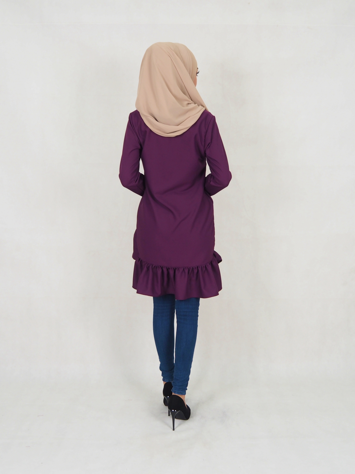 SW5354 PLUS SIZE PEPLUM BLOUSE PURPLE