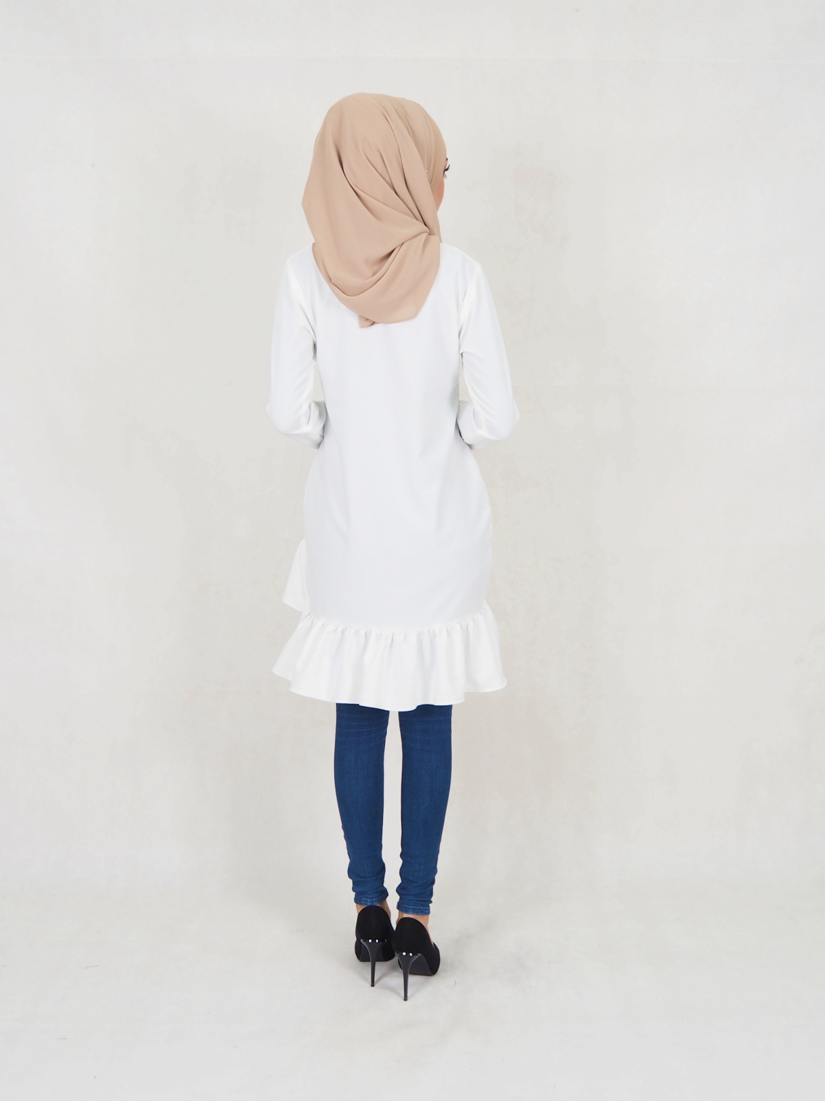 SW5354 PLUS SIZE PEPLUM BLOUSE WHITE