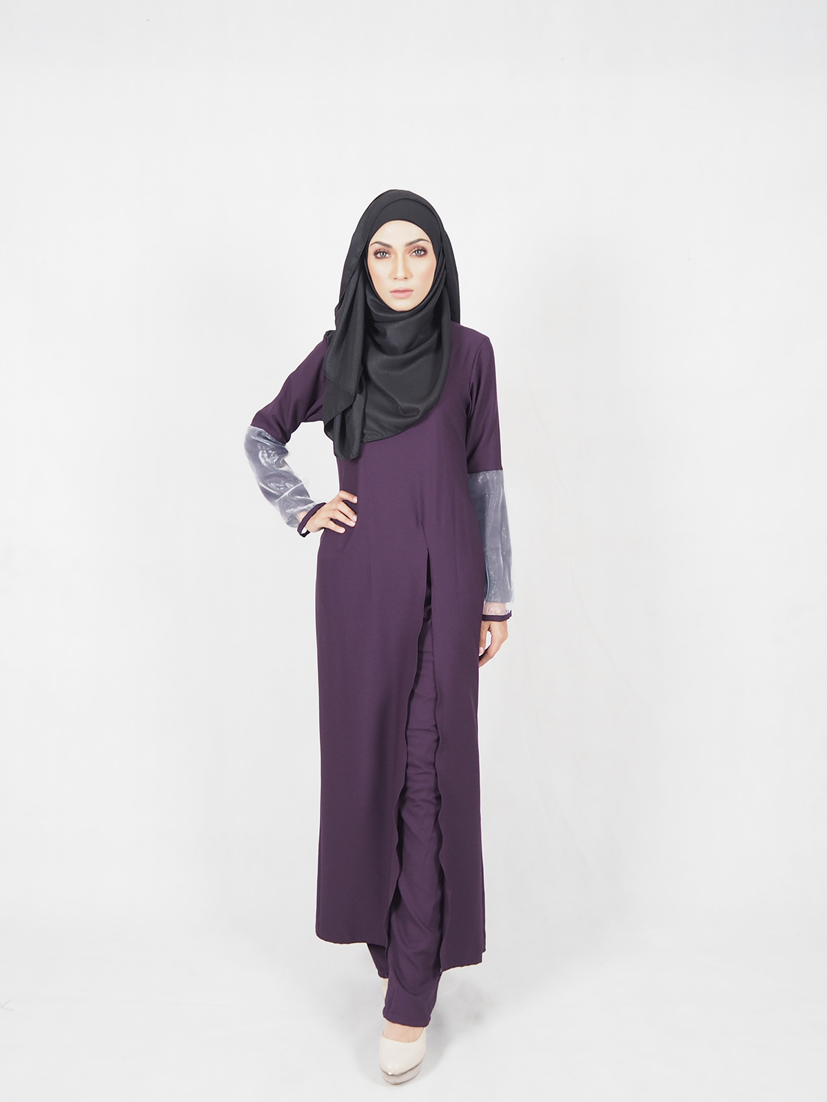 SW5356 PLUS SIZE BREASTFEEDING BLOUSE & PANTS PURPLE
