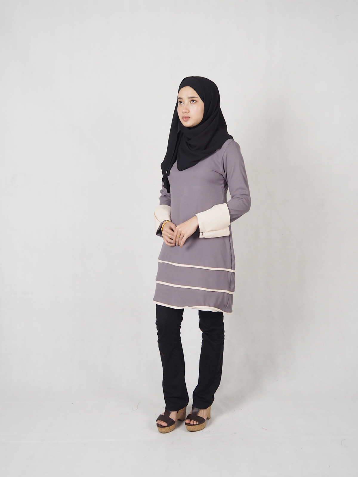 SW5358 WOMEN'S TRENDY BLOUSE GREY