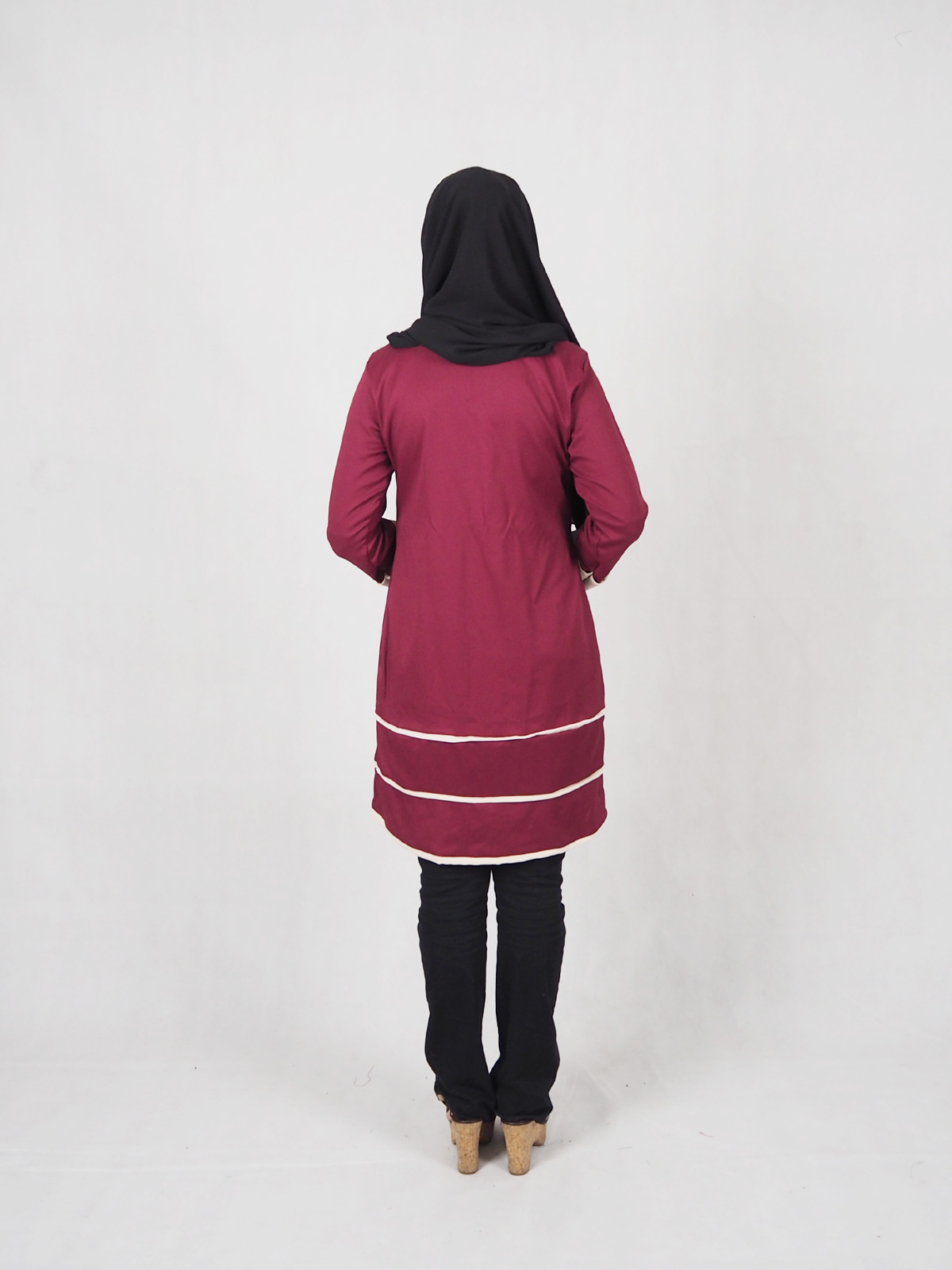 SW5358 WOMEN'S TRENDY BLOUSE MAROON