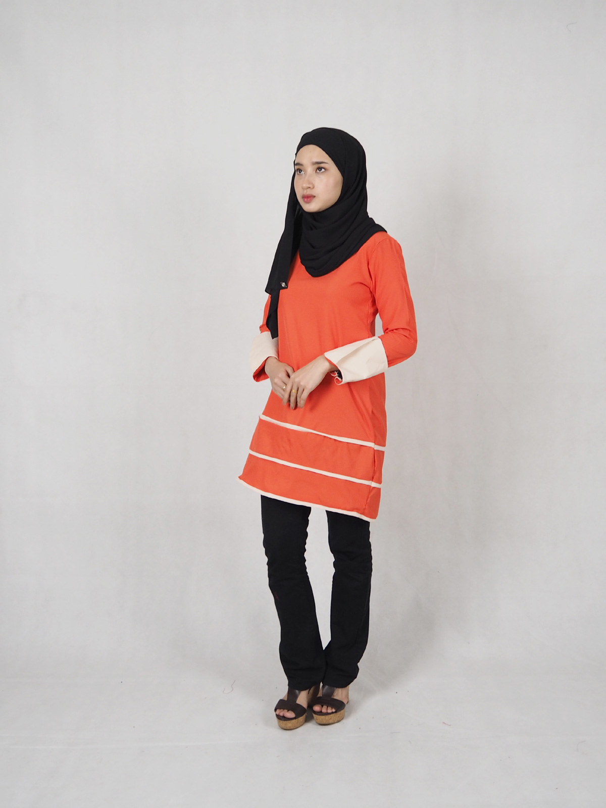 SW5358 WOMEN'S TRENDY BLOUSE ORANGE