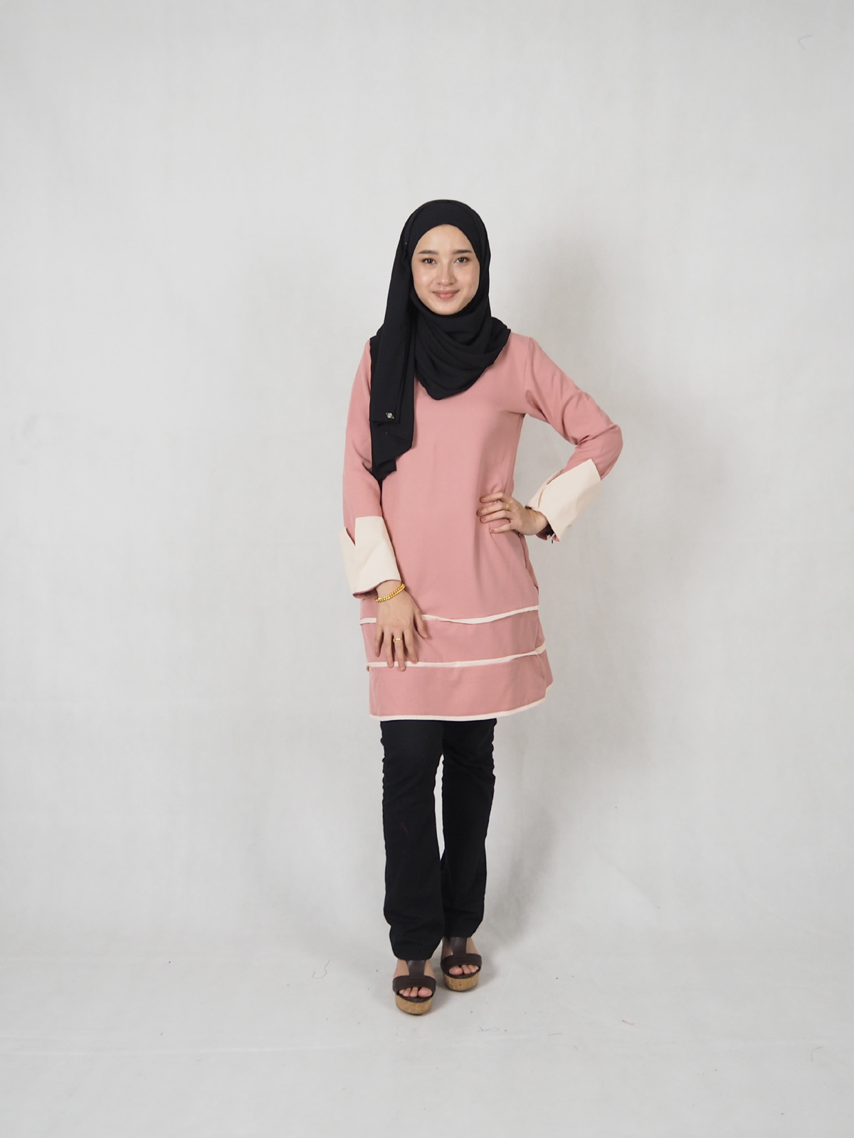 SW5358 WOMEN'S TRENDY BLOUSE DUSTY PINK