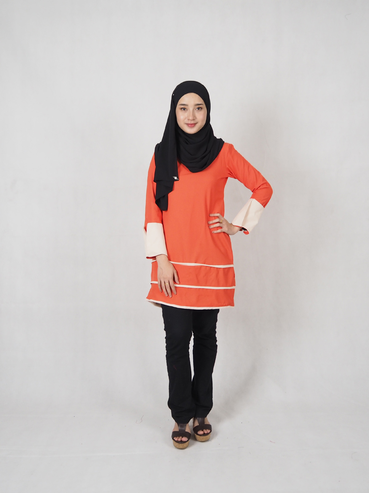 SW5358 WOMEN'S TRENDY BLOUSE ORANGE
