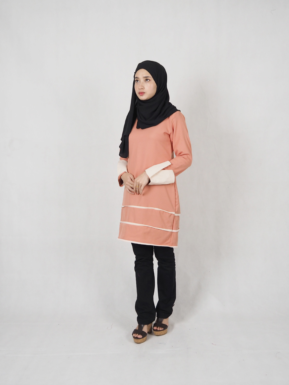 SW5358 WOMEN'S TRENDY BLOUSE PEACH