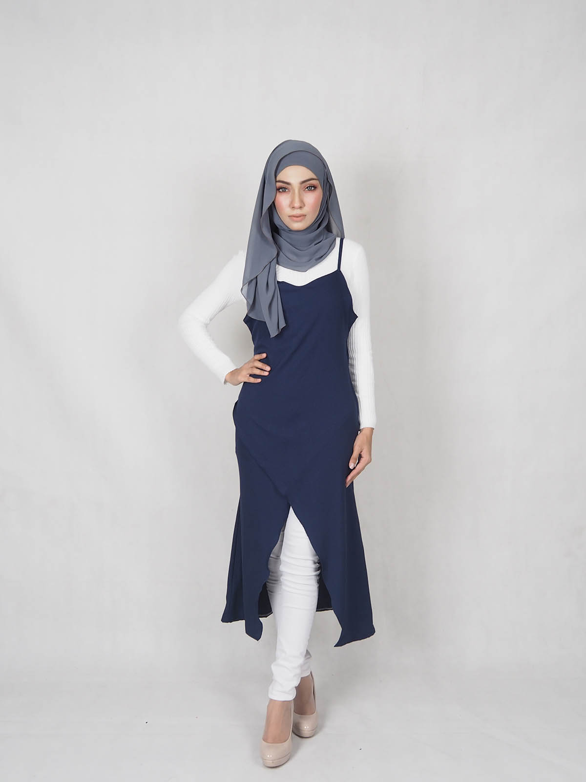 SW5359 WOMEN'S STRAP DRESS NAVY BLUE