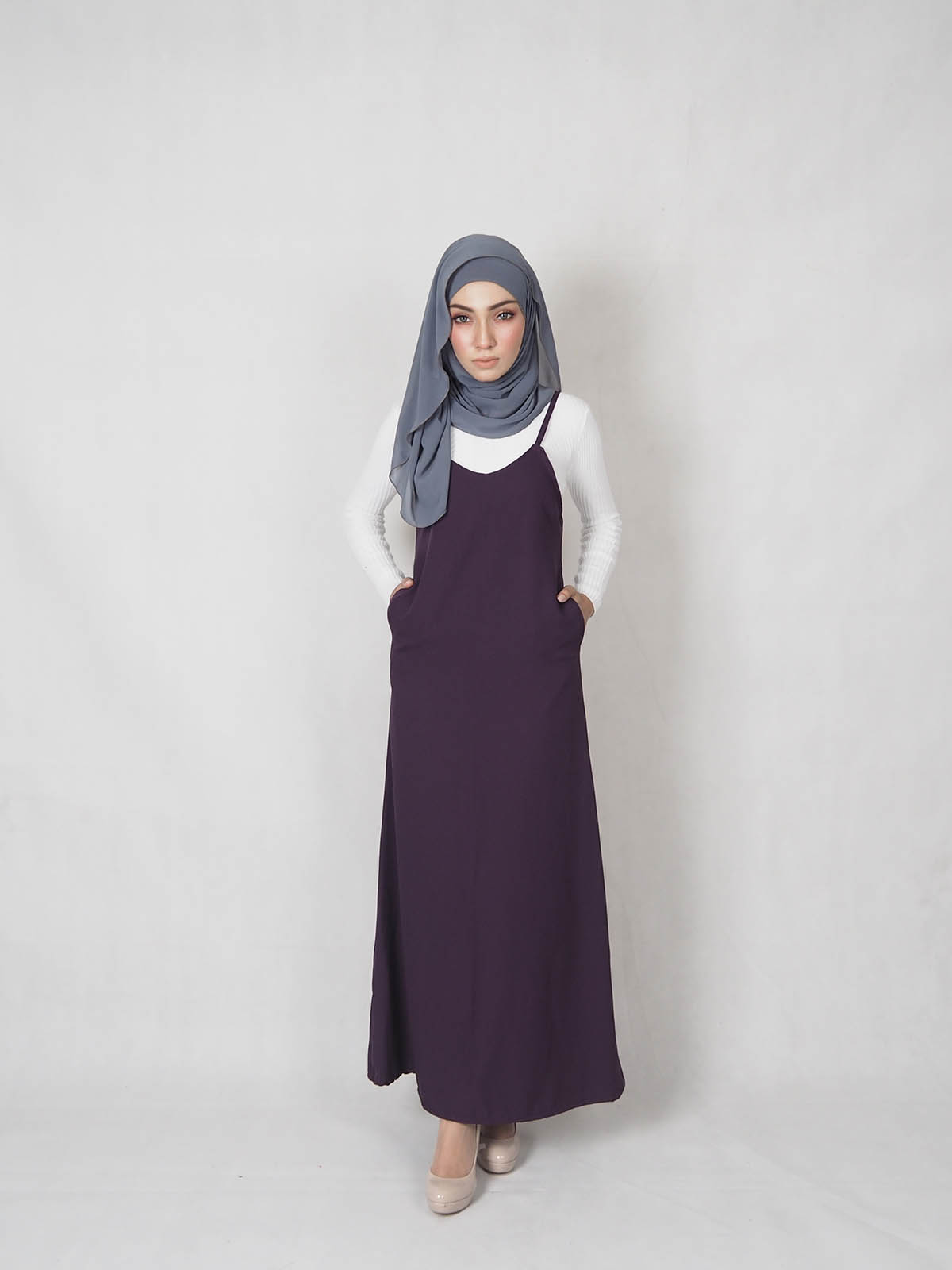 SW5359 WOMEN'S STRAP DRESS PURPLE