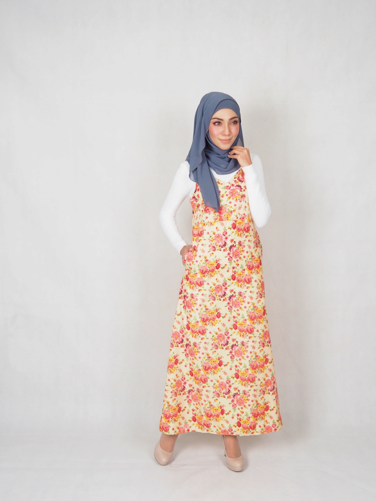 SW5360 FLORAL PRINTED DRESS YELLOW