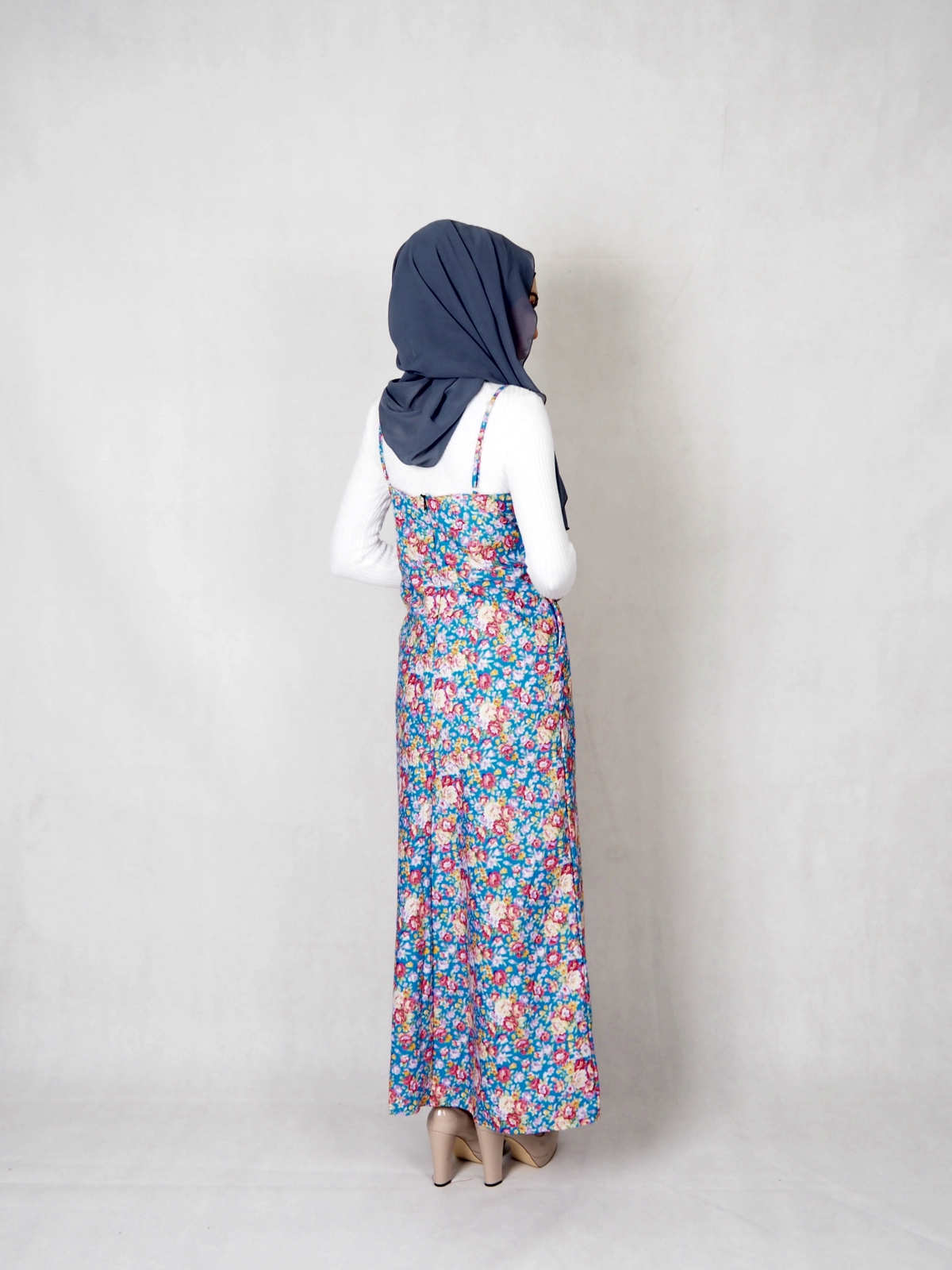 SW5360 FLORAL PRINTED DRESS BLUE
