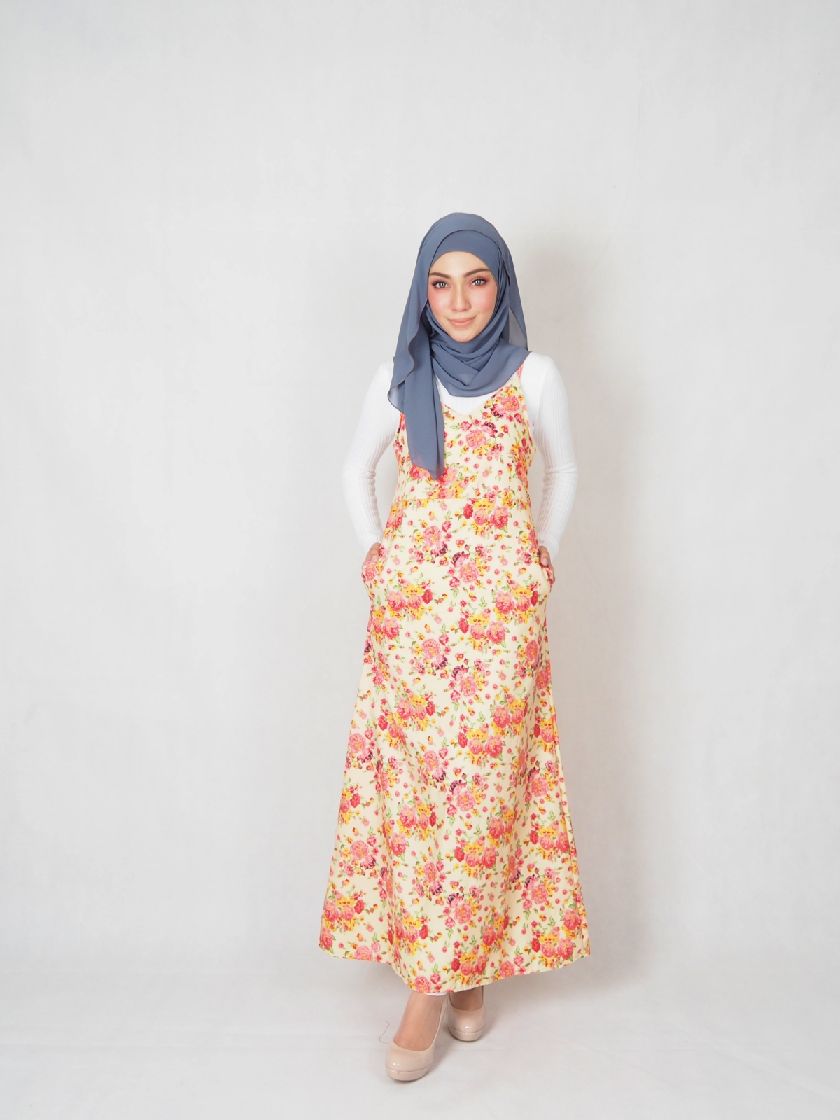 SW5360 FLORAL PRINTED DRESS YELLOW