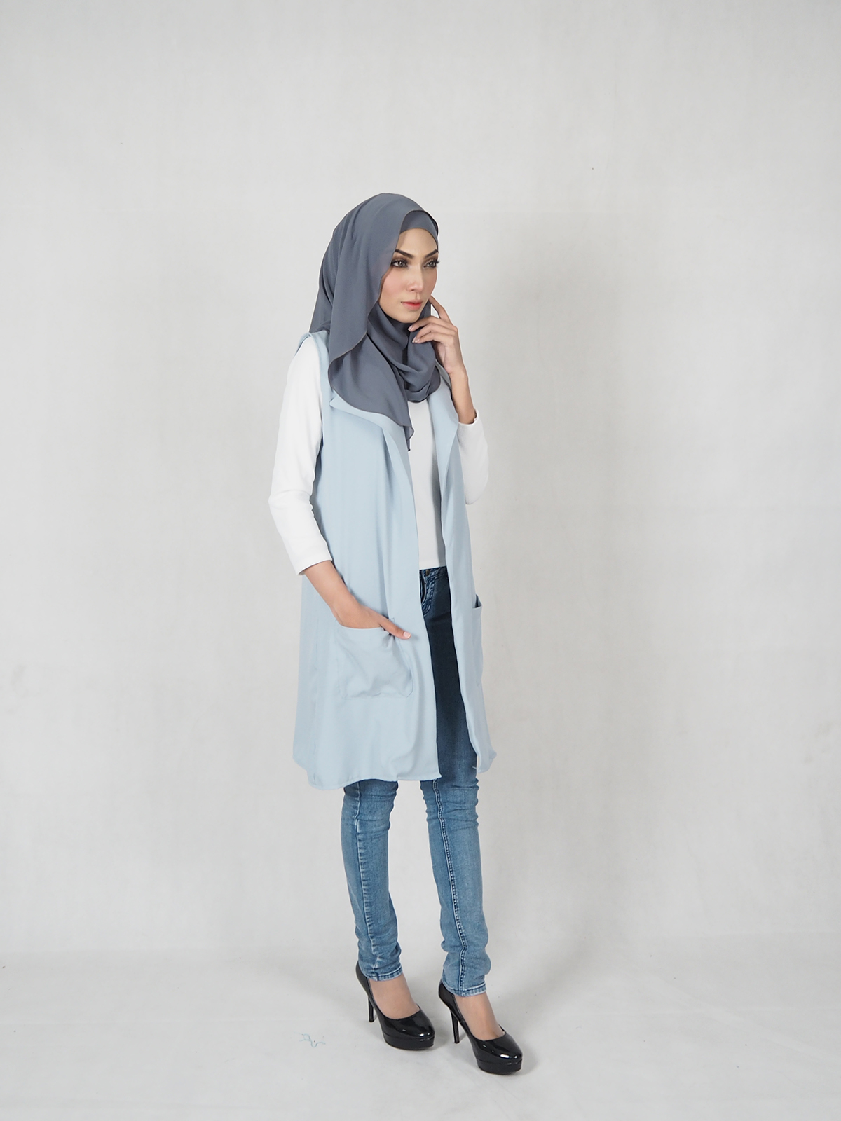 SW5365 Jesica Stylish Jacket Light Blue
