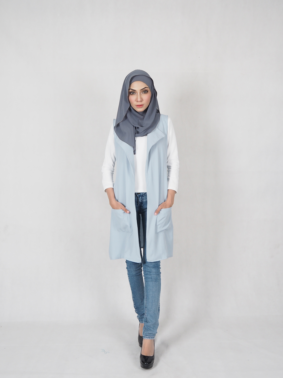 SW5365 Jesica Stylish Jacket Light Blue