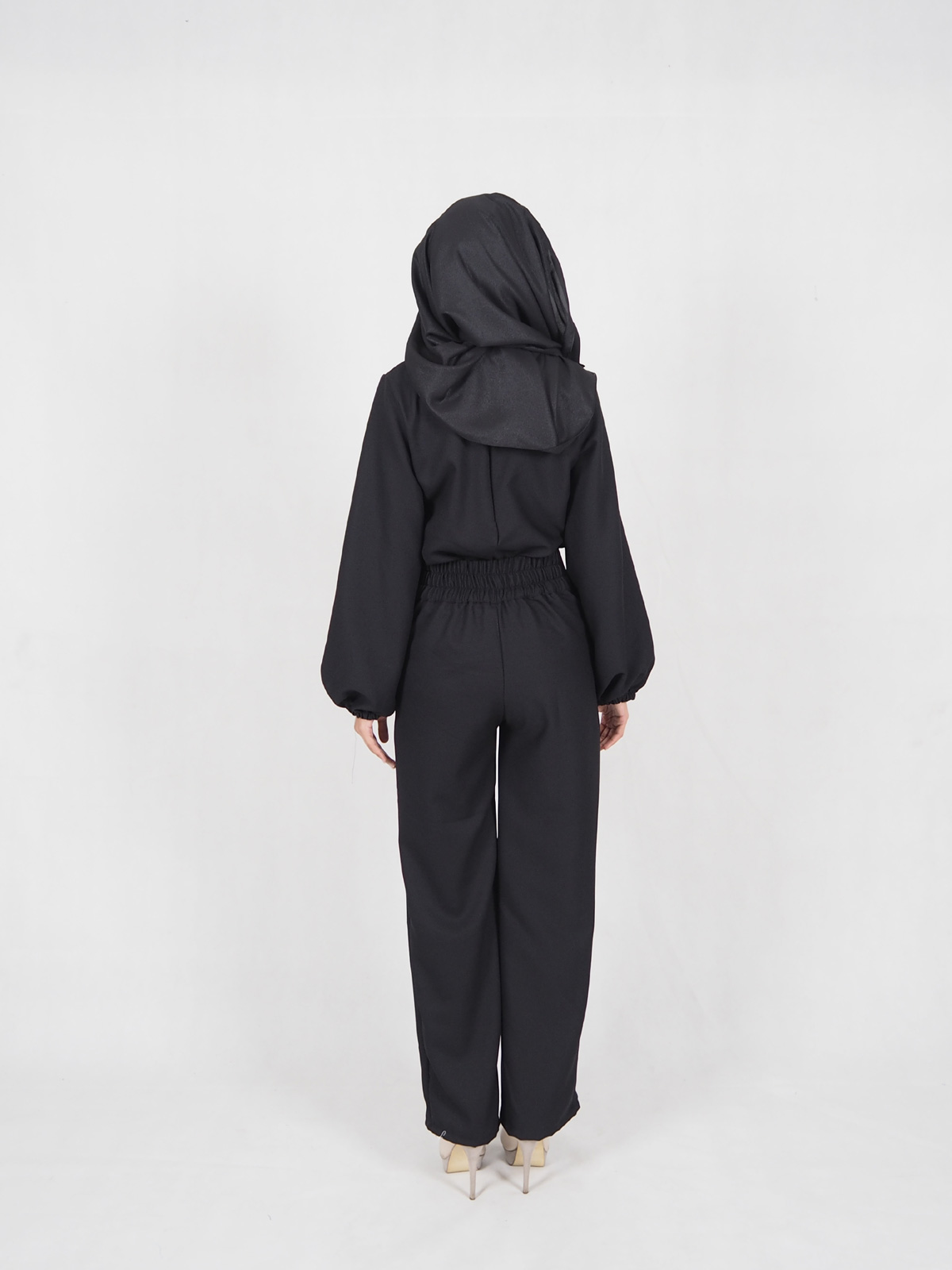 SW5366 High Waist Set Blouse+Pants Black