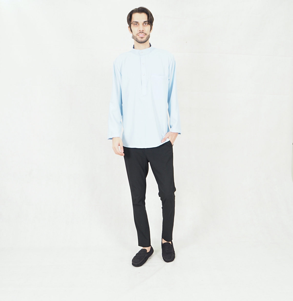 SW5367 Men Top Kurta Baby Blue