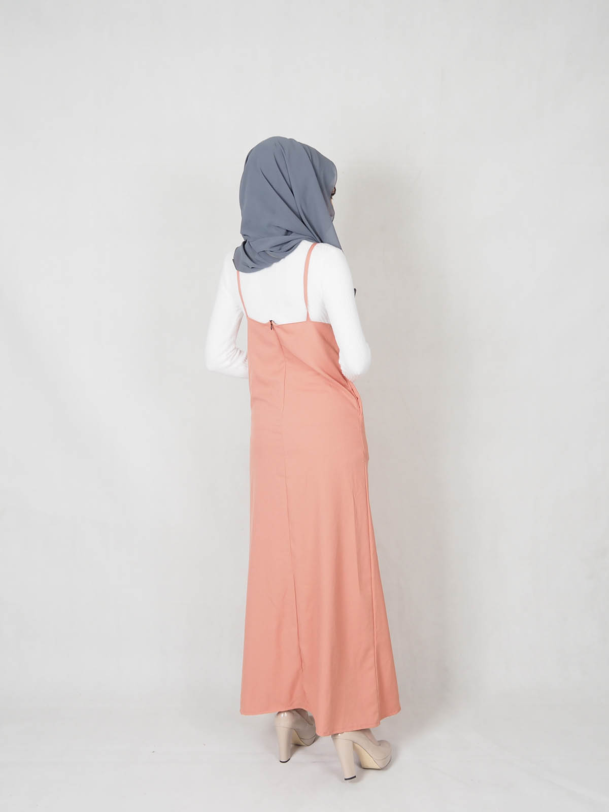 SW5361 PLAIN STRAP DRESS PEACH