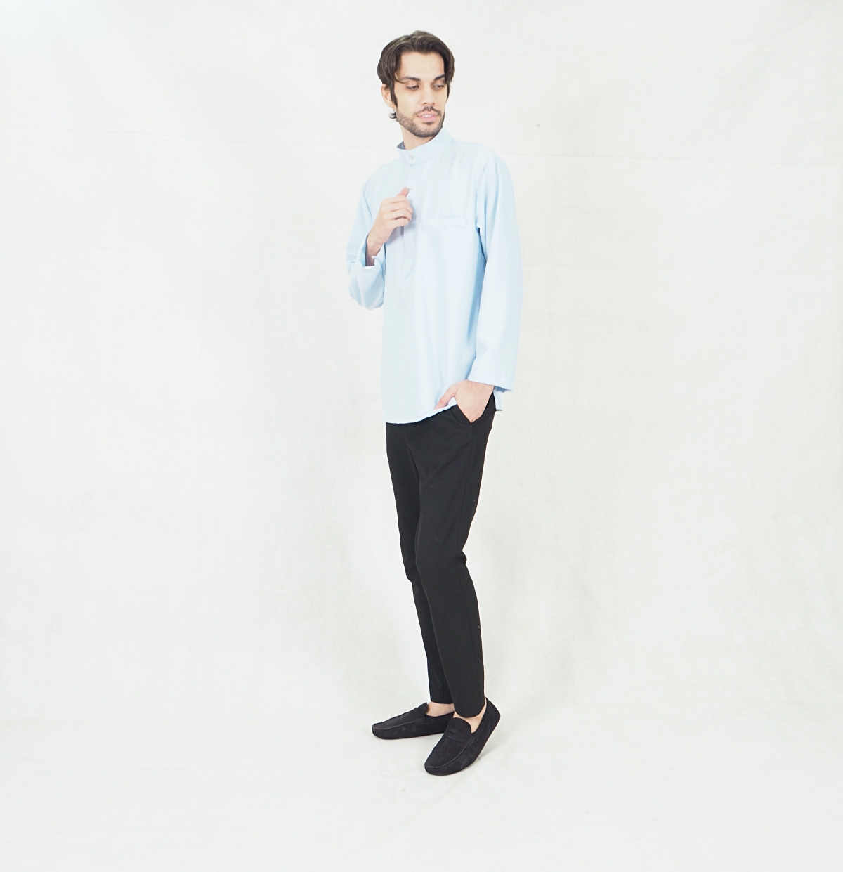 SW5367 Men Top Kurta Baby Blue