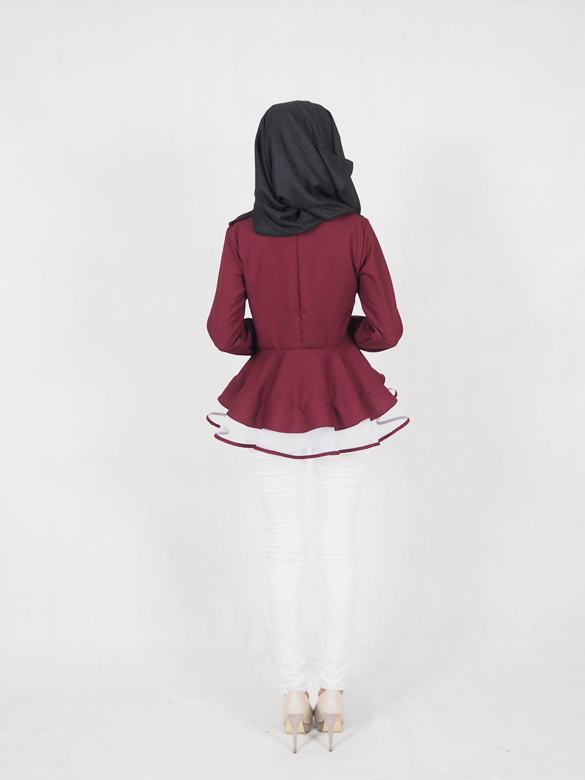 SW5370 PLUS SIZE BREASTFEEDING PEPLUM BLOUSE MAROON
