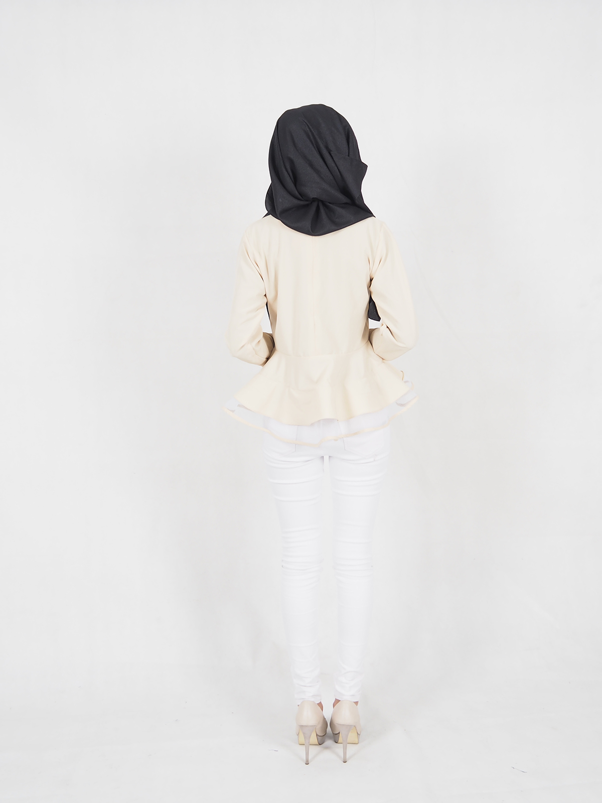 SW5370 PLUS SIZE BREASTFEEDING PEPLUM BLOUSE CREAM