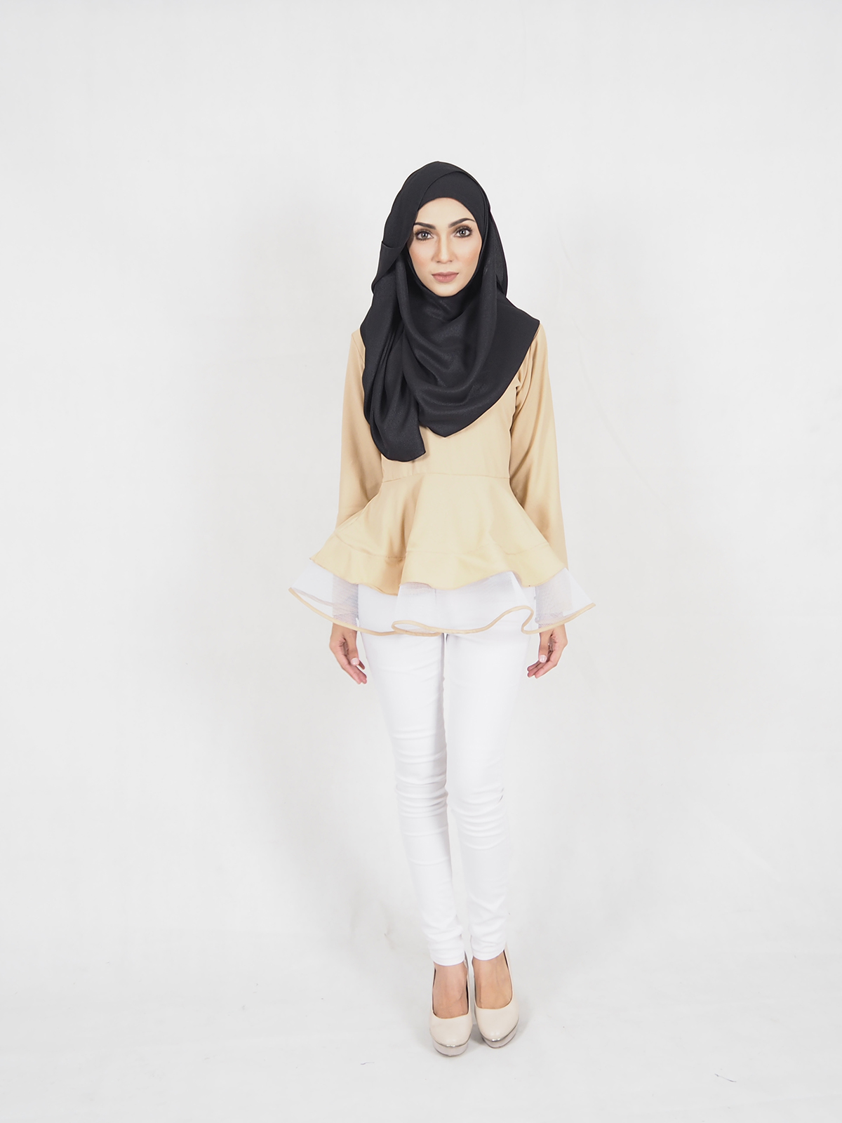 SW5370 PLUS SIZE BREASTFEEDING PEPLUM BLOUSE BROWN