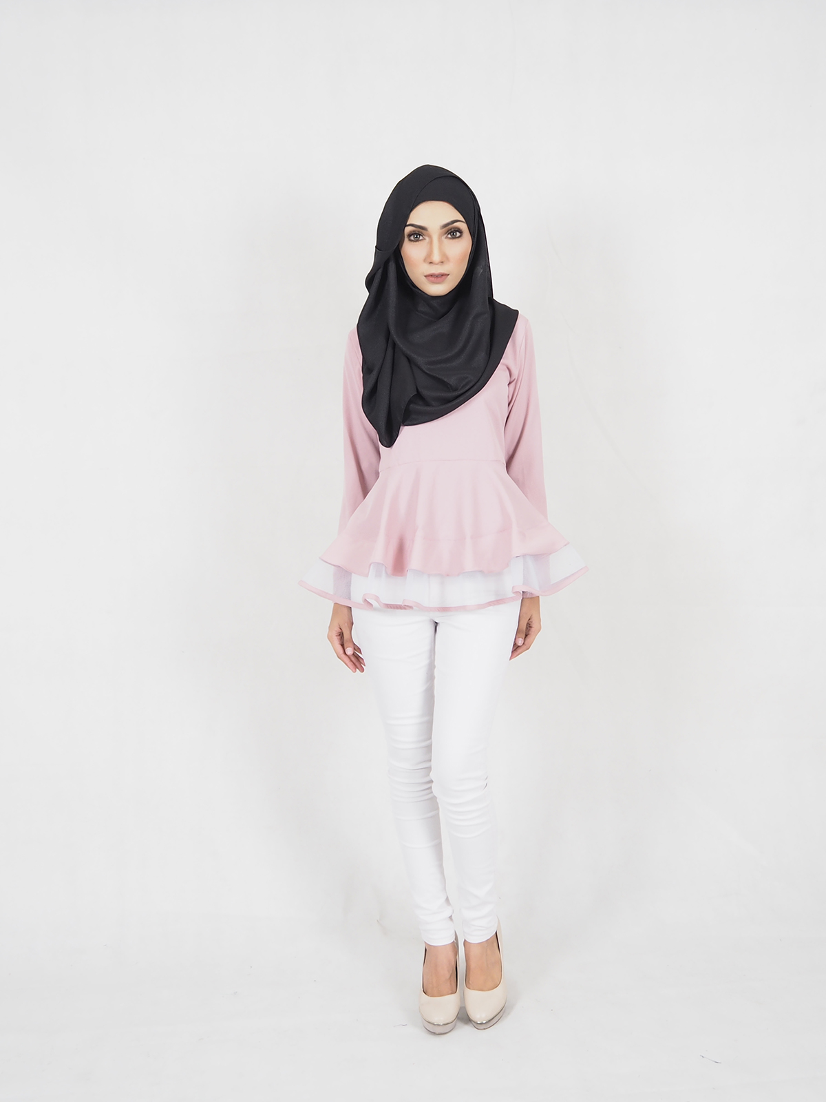 SW5370 PLUS SIZE BREASTFEEDING PEPLUM BLOUSE PINK