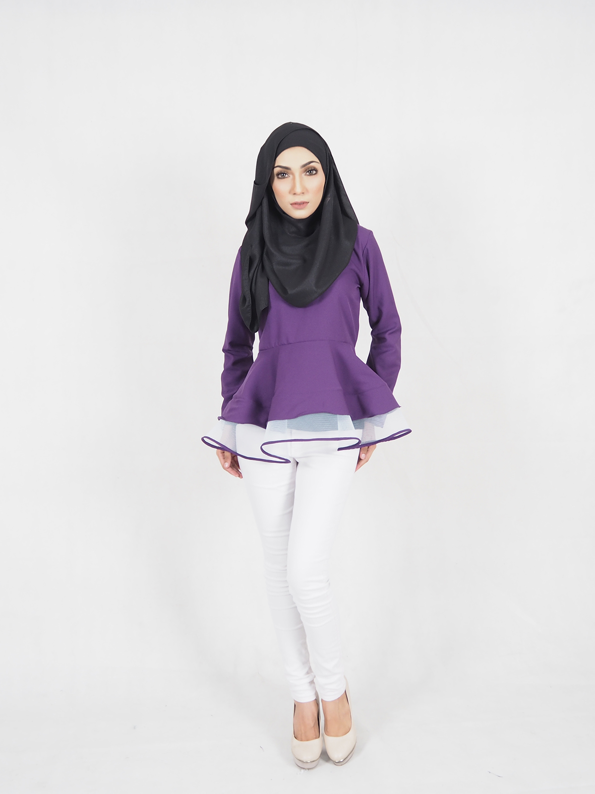 SW5370 PLUS SIZE BREASTFEEDING PEPLUM BLOUSE PURPLE