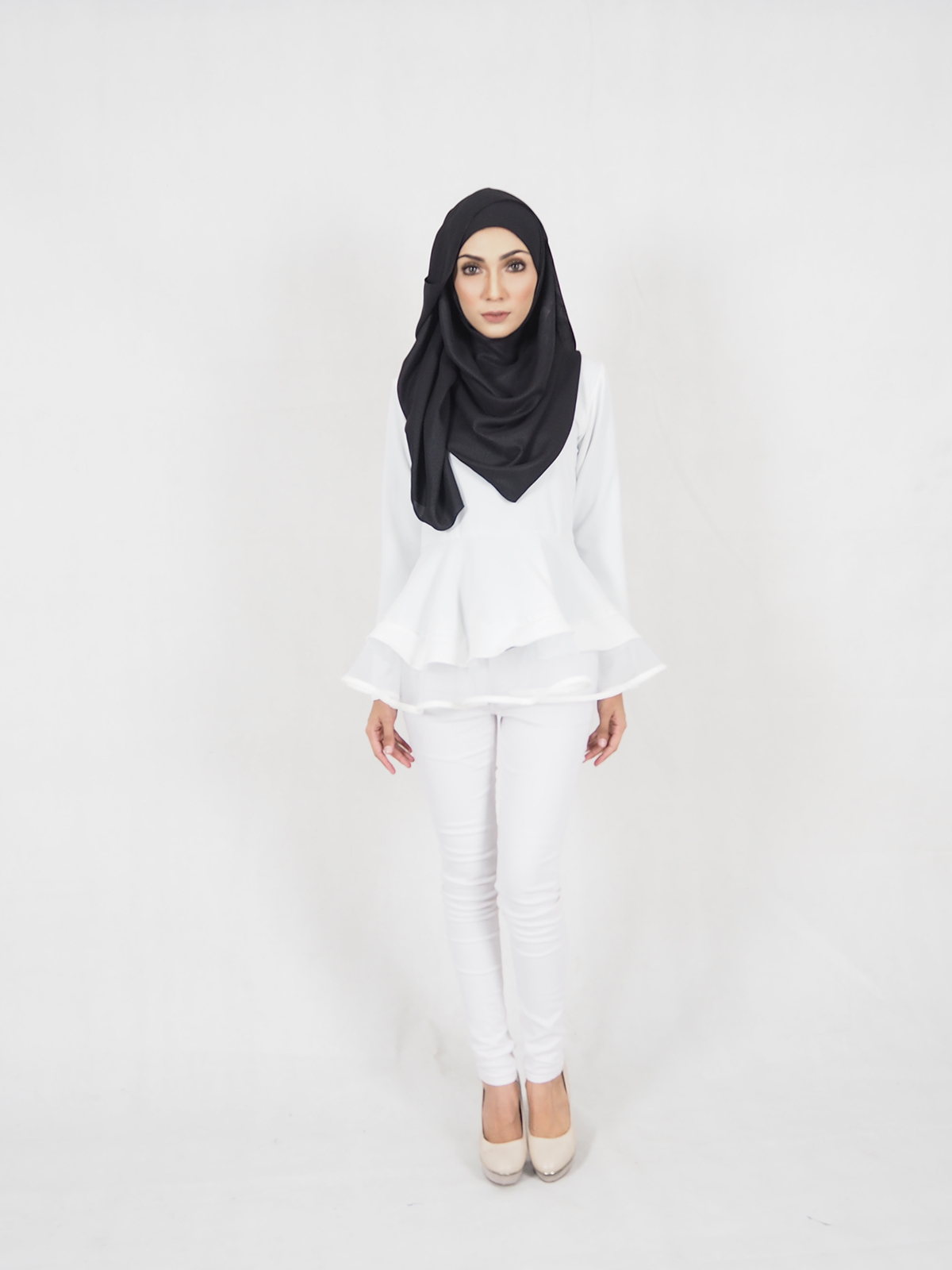 SW5370 PLUS SIZE BREASTFEEDING PEPLUM BLOUSE WHITE