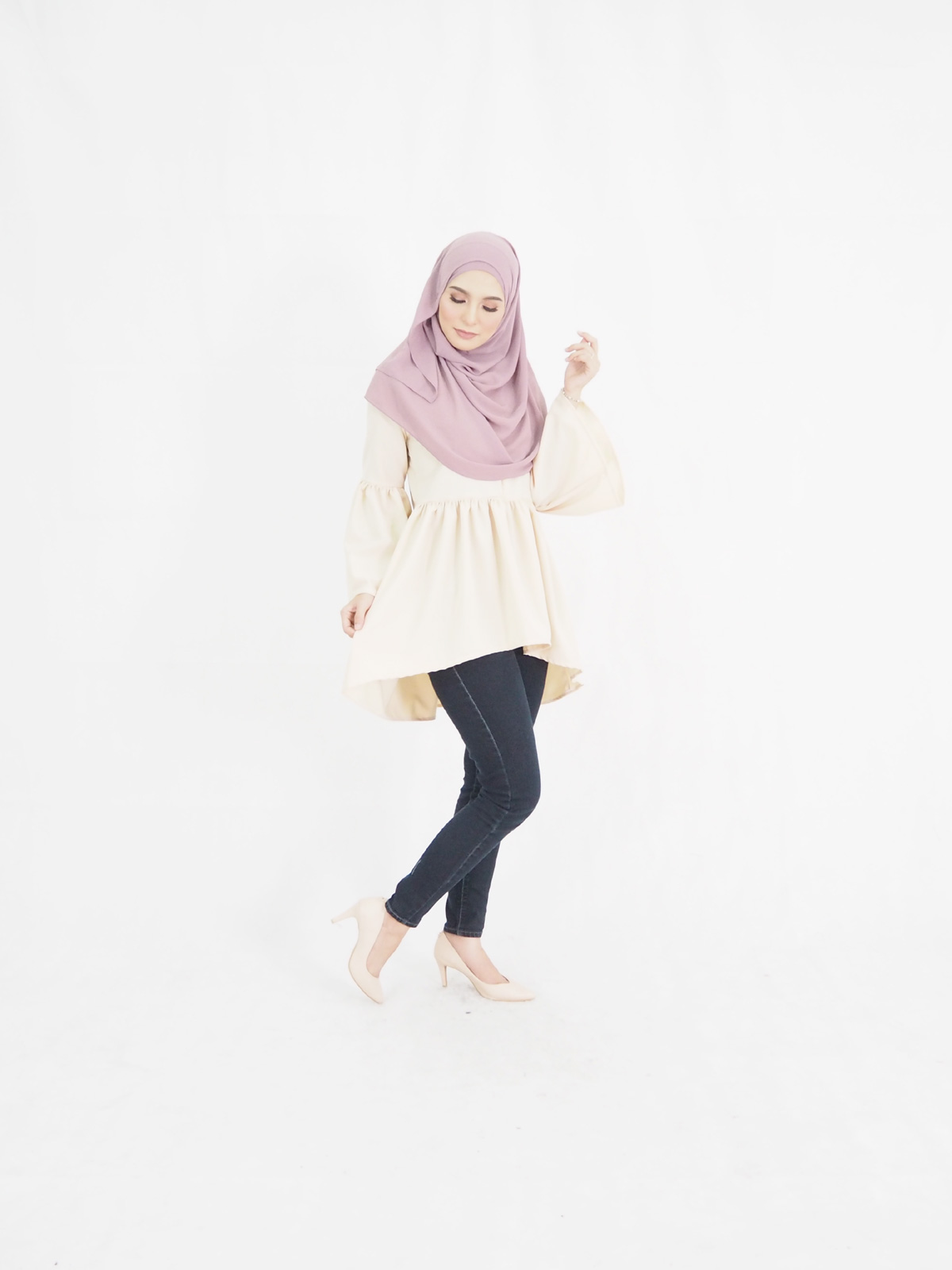 SW5374 PLUS SIZE FISHTAIL BLOUSE CREAM