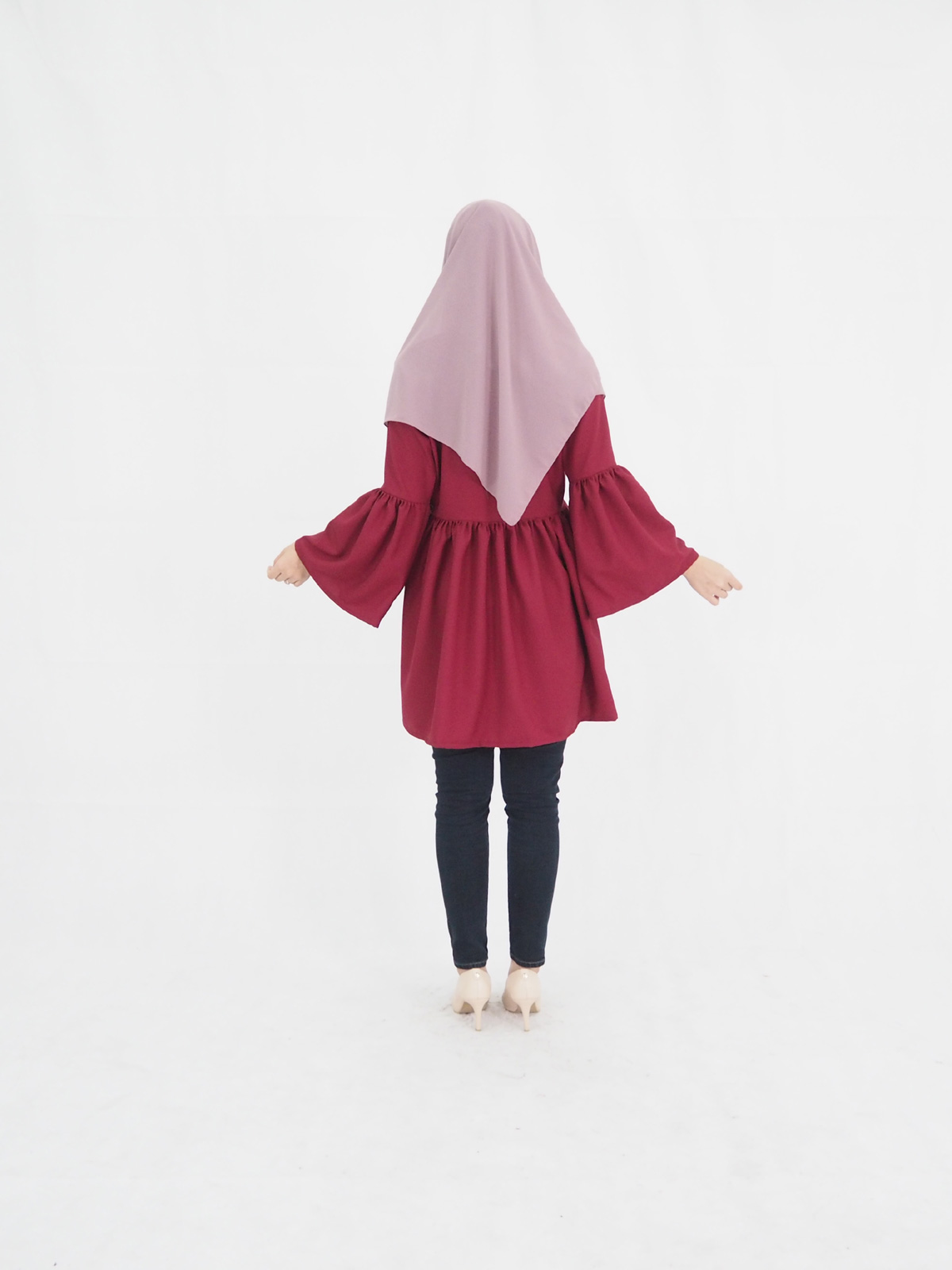 SW5374 PLUS SIZE FISHTAIL BLOUSE MAROON