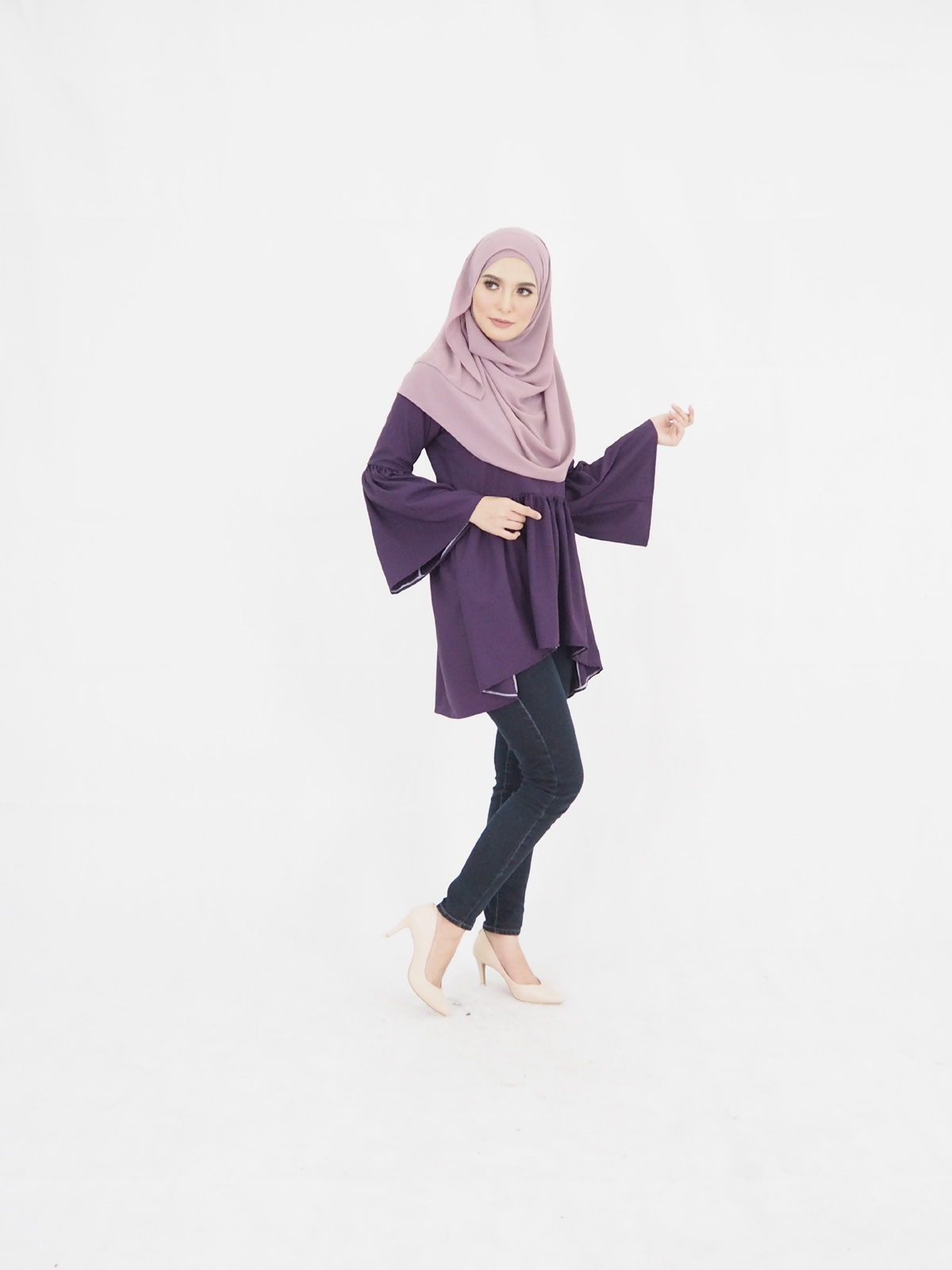 SW5374 PLUS SIZE FISHTAIL BLOUSE PURPLE