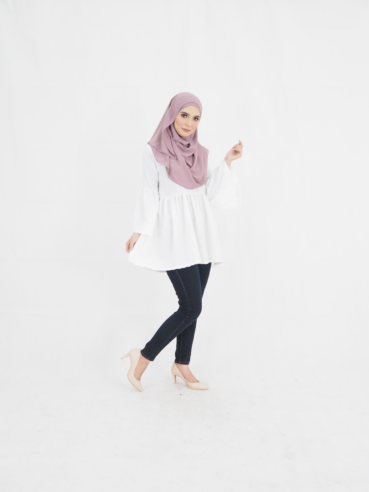 SW5374 PLUS SIZE FISHTAIL BLOUSE WHITE