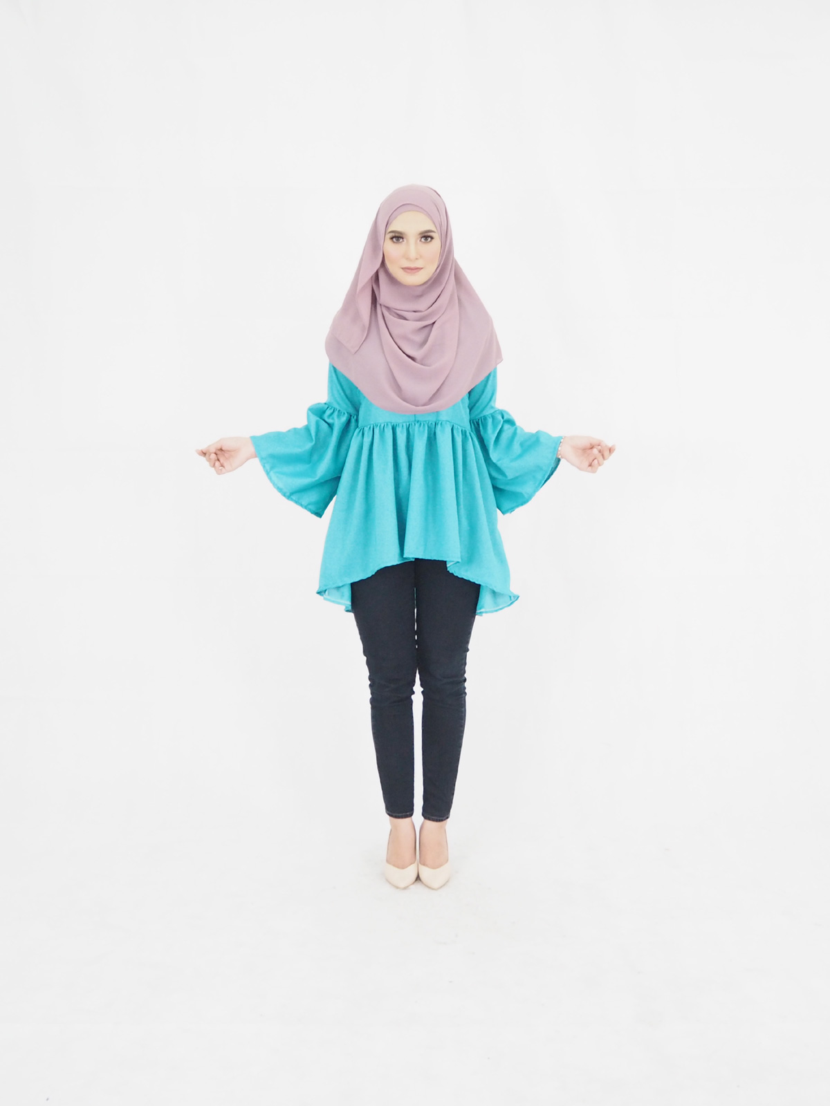 SW5374 PLUS SIZE FISHTAIL BLOUSE AS PICTURE 01