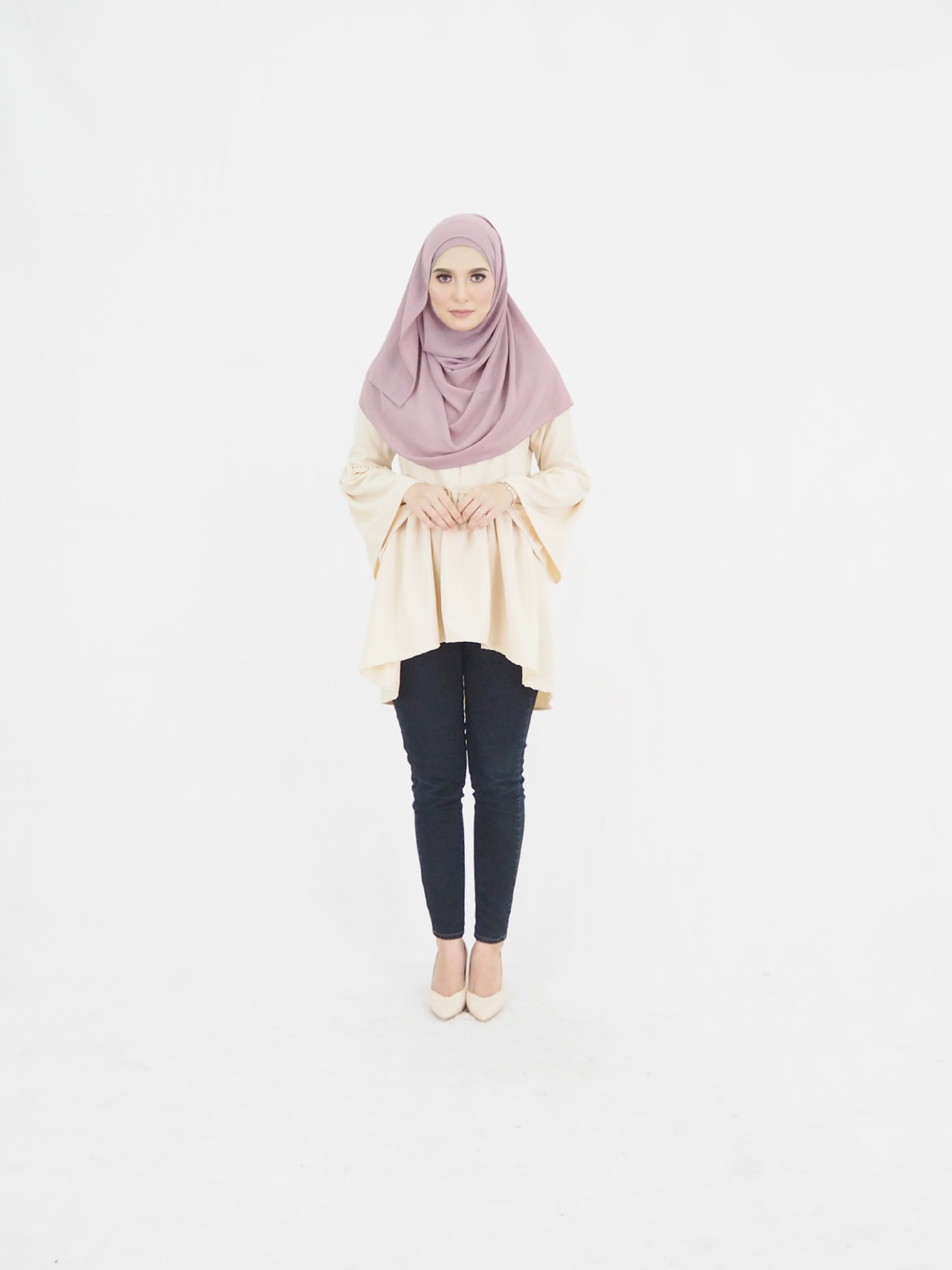SW5374 PLUS SIZE FISHTAIL BLOUSE CREAM