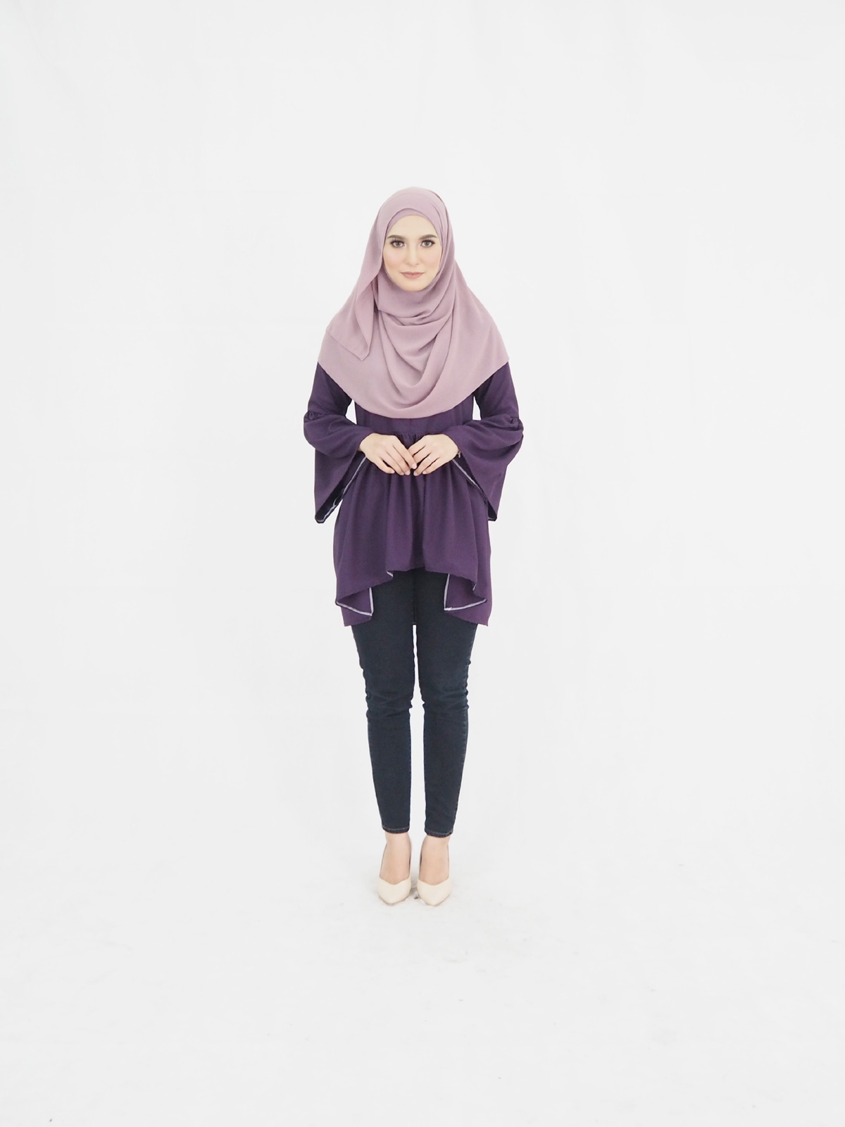 SW5374 PLUS SIZE FISHTAIL BLOUSE PURPLE